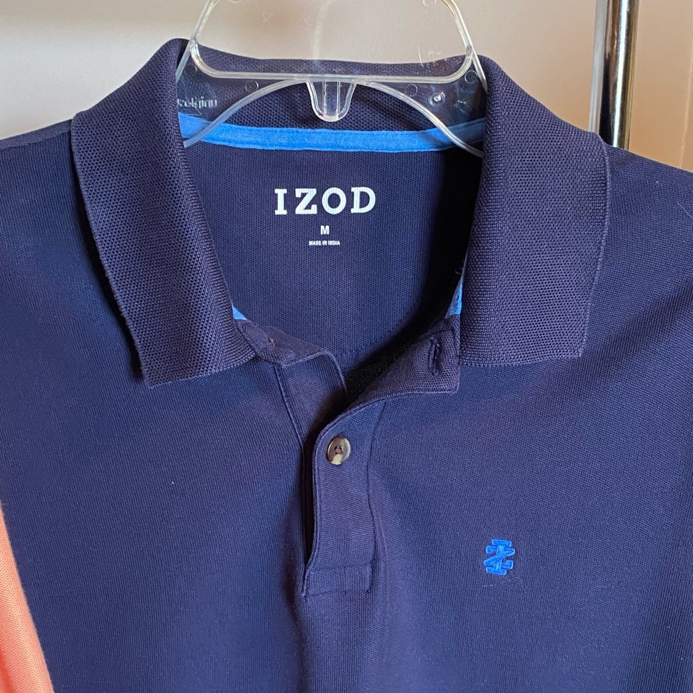 Lot Of 2 IZOD Performance Stretch Medium Polo Logo Shirt Cotton Blend - Picture 3 of 4